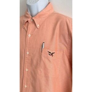 American Living Ralph Lauren Shirt XL Oxford Salmon Eagle Embroidery Pocket VTG